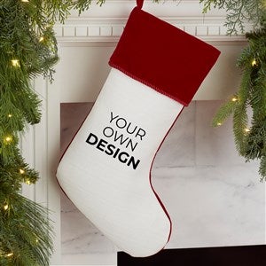 Design Your Own Personalized Christmas Stocking- White with Burgundy Cuff - 34059-W