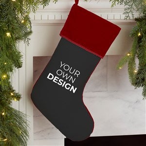 Design Your Own Personalized Christmas Stocking- Black with Burgundy Cuff - 34059-B