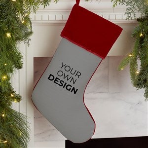 Design Your Own Personalized Christmas Stocking- Grey with Burgundy Cuff - 34059-G