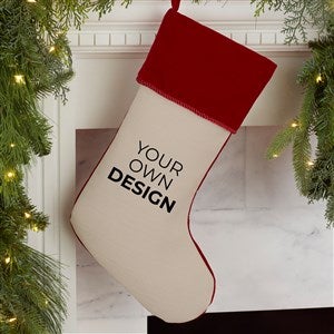 Design Your Own Personalized Christmas Stocking- Tan with Burgundy Cuff - 34059-T