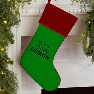 Design Your Own Personalized Christmas Stocking- Green with Burgundy Cuff - 34059-GR