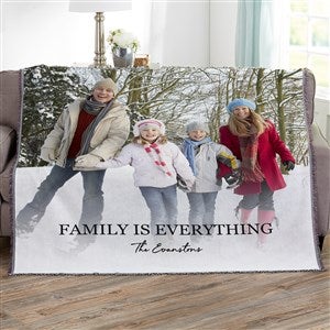 Photo & Message For Family Personalized 56x60 Woven Throw Blanket - 34193-A