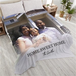 Photo & Message For Family Personalized 90x108 Plush Fleece Blanket - 34193-King