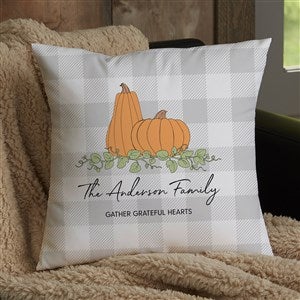 Precious Moments Pumpkins & Buffalo Check Personalized 14x14 Throw Pillow - 34212-S