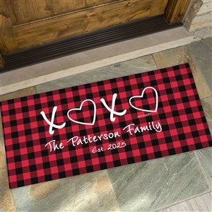 XoXo Red  Black Buffalo Check Personalized Doormat 24x48 - 34216-O