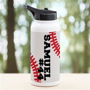 Baseball Personalized Double-Wall Vacuum Insulated 32oz Water Bottle - 34268-L