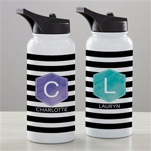 Modern Stripe Personalized Double-Wall Vacuum Insulated 32oz Water Bottle - 34270-L