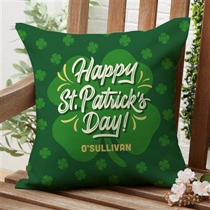 St. Patricks Day Personalized Outdoor Throw Pillow - 16”x 16” - 34365