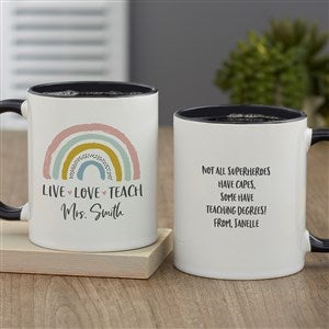 Boho Rainbow Personalized Teacher Coffee Mug 11 oz.- Black - 34396-B