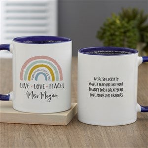 Boho Rainbow Personalized Teacher Coffee Mug 11 oz.- Blue - 34396-BL