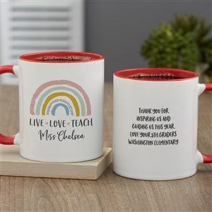 Boho Rainbow Personalized Teacher Coffee Mug 11 oz.- Red - 34396-R