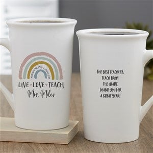 Boho Rainbow Personalized Teacher Latte Mug 16 oz.- White - 34396-U