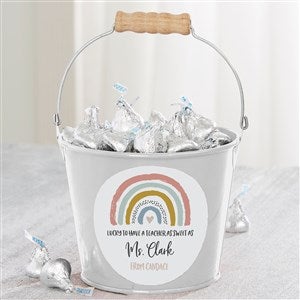 Boho Rainbow Teacher Personalized Mini Metal Bucket-White - 34399-W