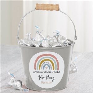 Boho Rainbow Teacher Personalized Mini Metal Bucket-Silver - 34399-S