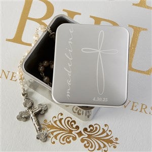 Holy Name Personalized First Communion Trinket Rosary Box - 34414