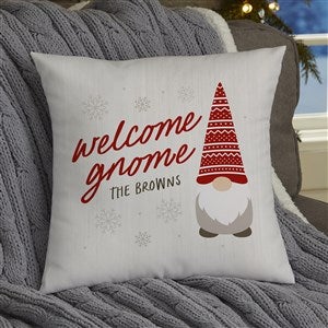 Christmas Gnome Family Personalized 14 Velvet Throw Pillow - 34448-SV