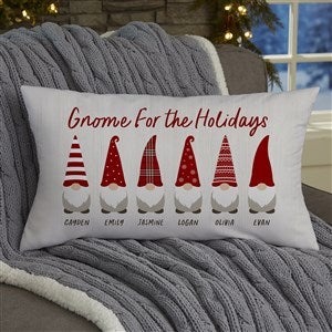 Christmas Gnome Family Personalized Lumbar Velvet Throw Pillow - 34448-LBV