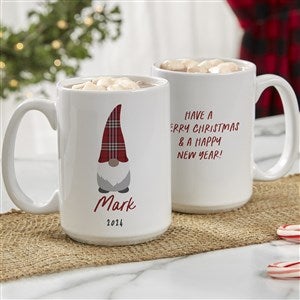 Christmas Gnome Personalized Coffee Mug 15 oz.- White - 34451-L