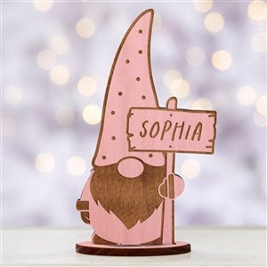 Personalized Pink Stain Wood Christmas Gnome - 34452-P