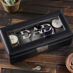 Our Dad Personalized Vegan Leather 5 Slot Watch Box - 34736