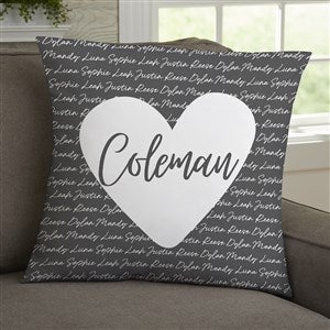 Family Heart Personalized 18x18 Velvet Throw Pillow - 34885-LV