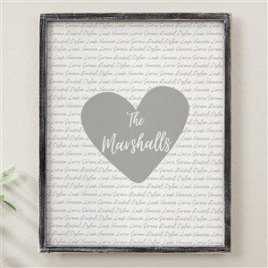 Family Heart Personalized Blackwashed Barnwood Frame Wall Art - 14x18 - 34893B-14x18