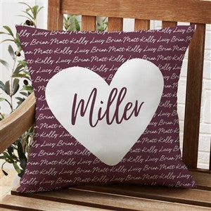 Family Heart Personalized Outdoor Throw Pillow 20x20 - 34898-L