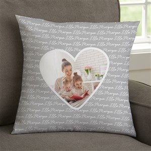 Family Heart Photo Personalized 14x14 Throw Pillow - 34905-S