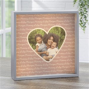 Family Heart Photo Personalized LED Light Shadow Box- 10x10 - 34907-10x10