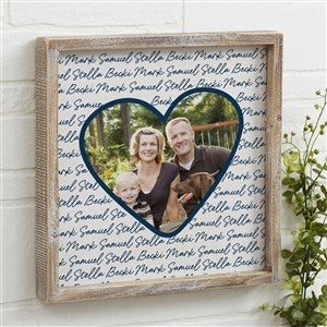 Family Heart Photo Personalized Whitewashed Barnwood Frame Wall Art- 12 x 12 - 34912-12x12