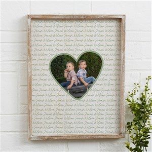 Family Heart Photo Personalized Whitewashed Barnwood Frame Wall Art- 14 x 18 - 34912-14x18