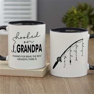 Hooked On Dad Personalized Coffee Mug 11 oz.- Black - 34928-B