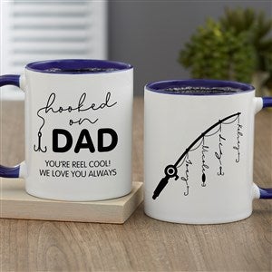 Hooked On Dad Personalized Coffee Mug 11 oz.- Blue - 34928-BL