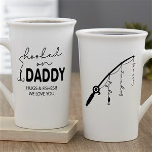 Hooked On Dad Personalized Latte Mug 16 oz.- White - 34928-U