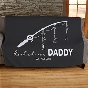 Hooked On Dad Personalized 60x80 Plush Fleece Blanket - 34931-L