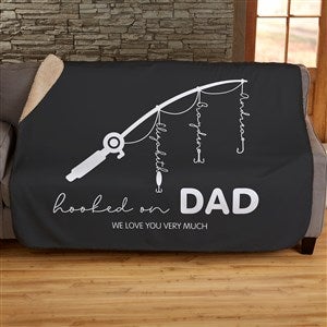 Hooked On Dad Personalized 50x60 Sherpa Blanket - 34931-S