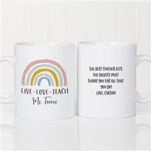 Boho Rainbow Personalized Teacher Coffee Mug 30oz.- White - 35099