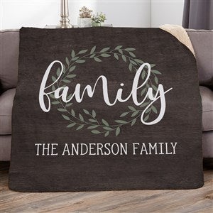 Family Wreath Personalized 50x60 Sherpa Blanket - 35327-S