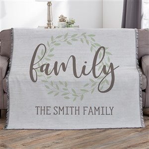 Family Wreath Personalized 56x60 Woven Throw - 35327-A