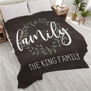 Family Wreath Personalized 90x108 Plush King Fleece Blanket - 35327-K