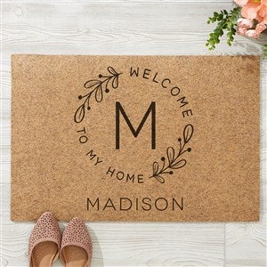 Welcome Wreath Personalized 18x27 Synthetic Coir Doormat - 35330