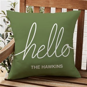 Hello & Welcome Personalized Outdoor Throw Pillow - 20”x20” - 35344-L