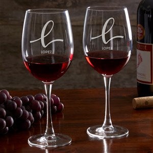 Script Initial Personalized Red Wine Glass - 35349-RN