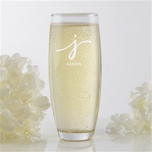 Script Initial Engraved Stemless Champagne Flute - 35350-S