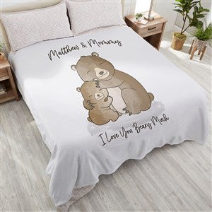 Parent  Child Bear Personalized 90x90 Plush Queen Fleece Blanket - 35386-QU