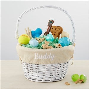 Personalized Dog White Easter Basket with Folding Handle - Natural - 35397-NA