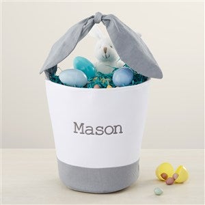 Hanging Bunny Ears Personalized Grey Easter Basket - 35434-G