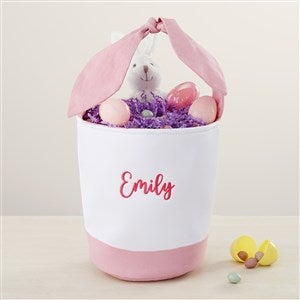 Hanging Bunny Ears Personalized Pink Easter Basket - 35434-P