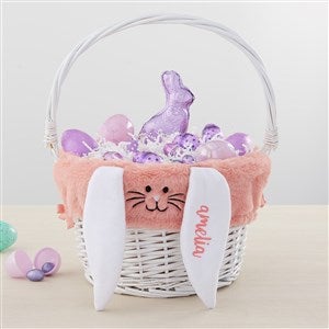 Personalized Pink Bunny Easter Basket Liner  White Basket - 35445-WPK