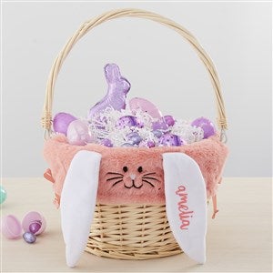 Personalized Pink Bunny Easter Basket Liner  Natural Basket - 35445-PK